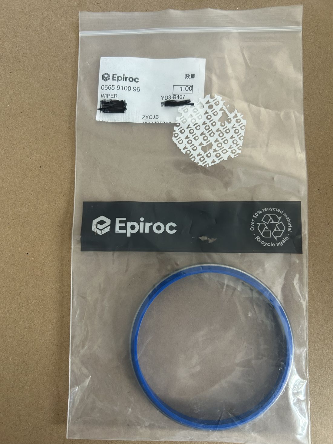 Genuine Epiroc wiper seal 0665 9100 96 in original packaging